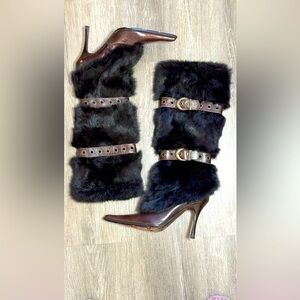 Vintage El Dantes Fur & Leather Stiletto Boots | EU 36 (US 6) | Y2K
